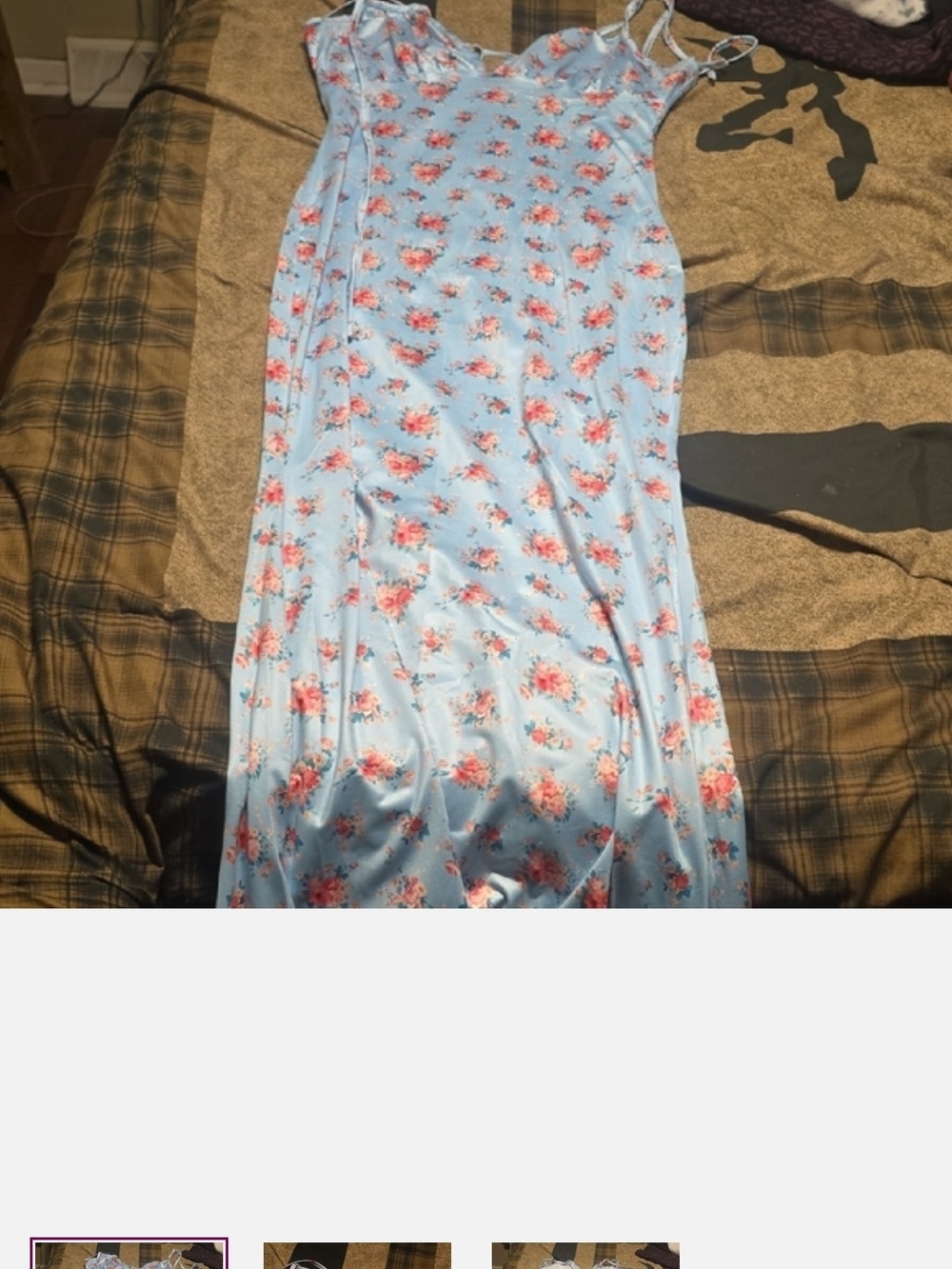 Hippie Rose Light Blue Floral Maxi Dress Medium Brand New